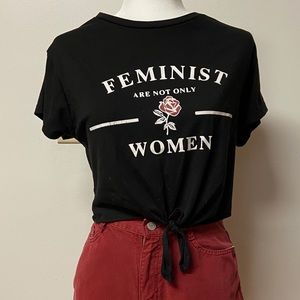 Feminist are not only women crop t-shirt